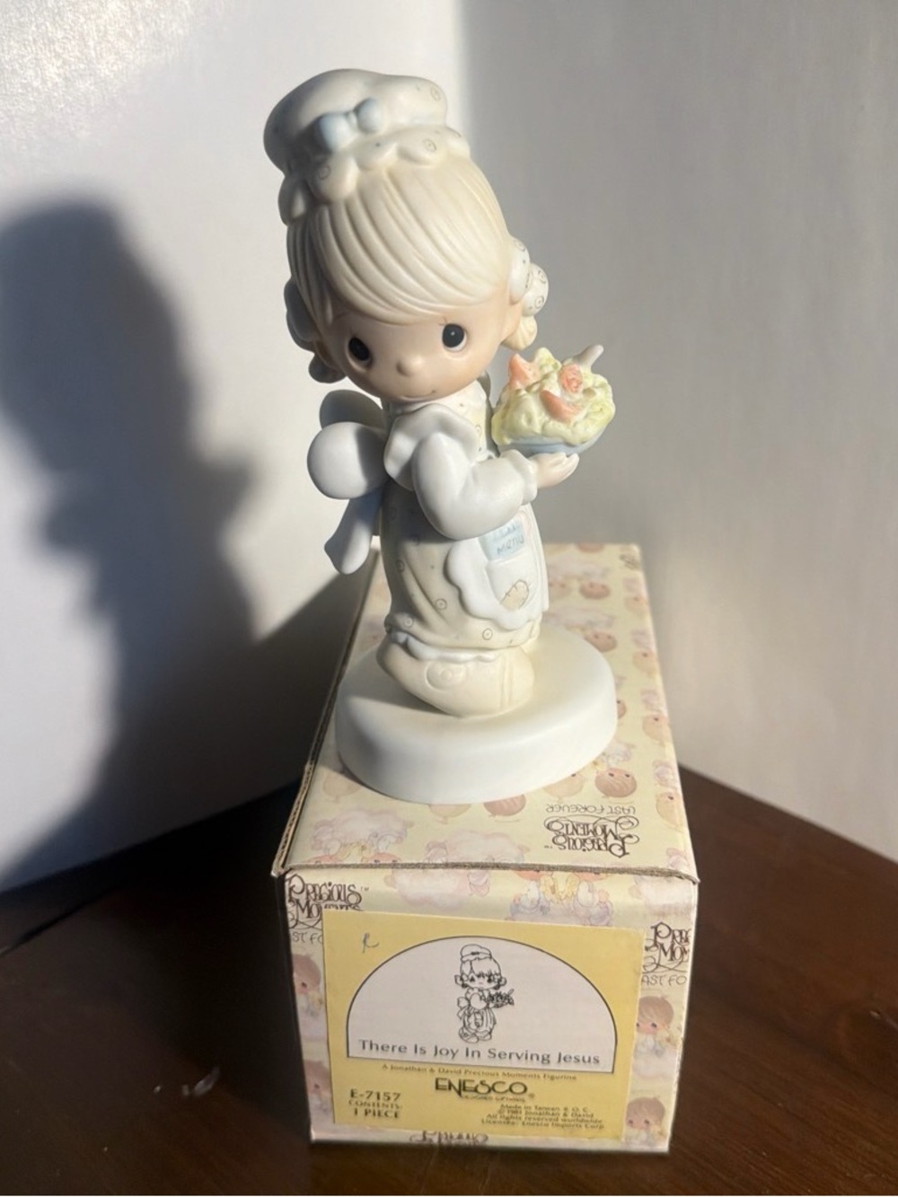 Precious Moments Cream and Pastel Figurine Girl Holding Bouquet